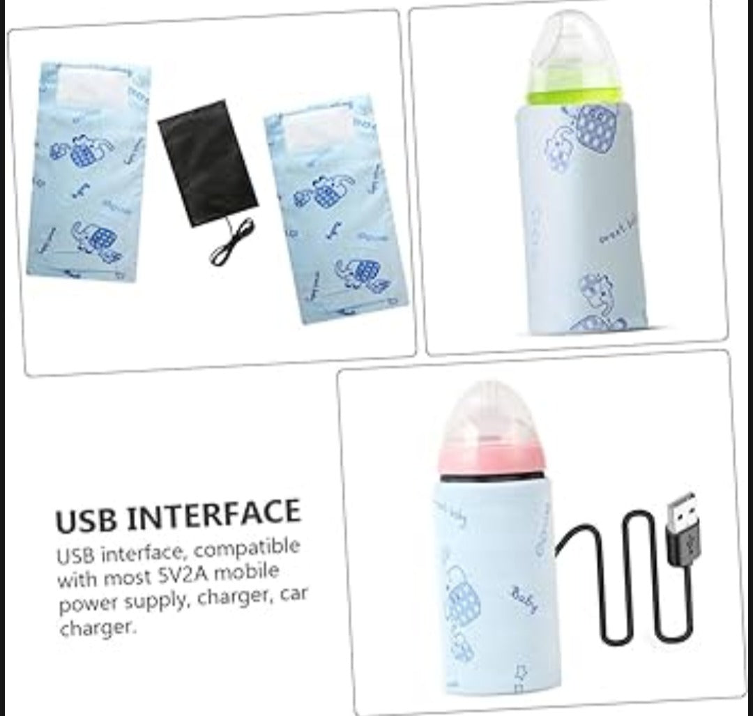 Portable USB Baby Bottle Warmer – Insulated Milk Heater Sleeve for Travel & Home | No Feeder Needed