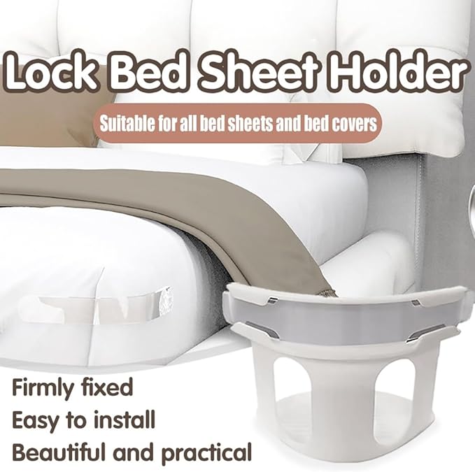 4Pcs Bed Corner Sheet Grippers – Heavy Duty Lock Bed Sheet Holder | Fits All Mattress Sizes