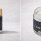 Two views of a Lavie Glo Korean Face Mask jar with a white background