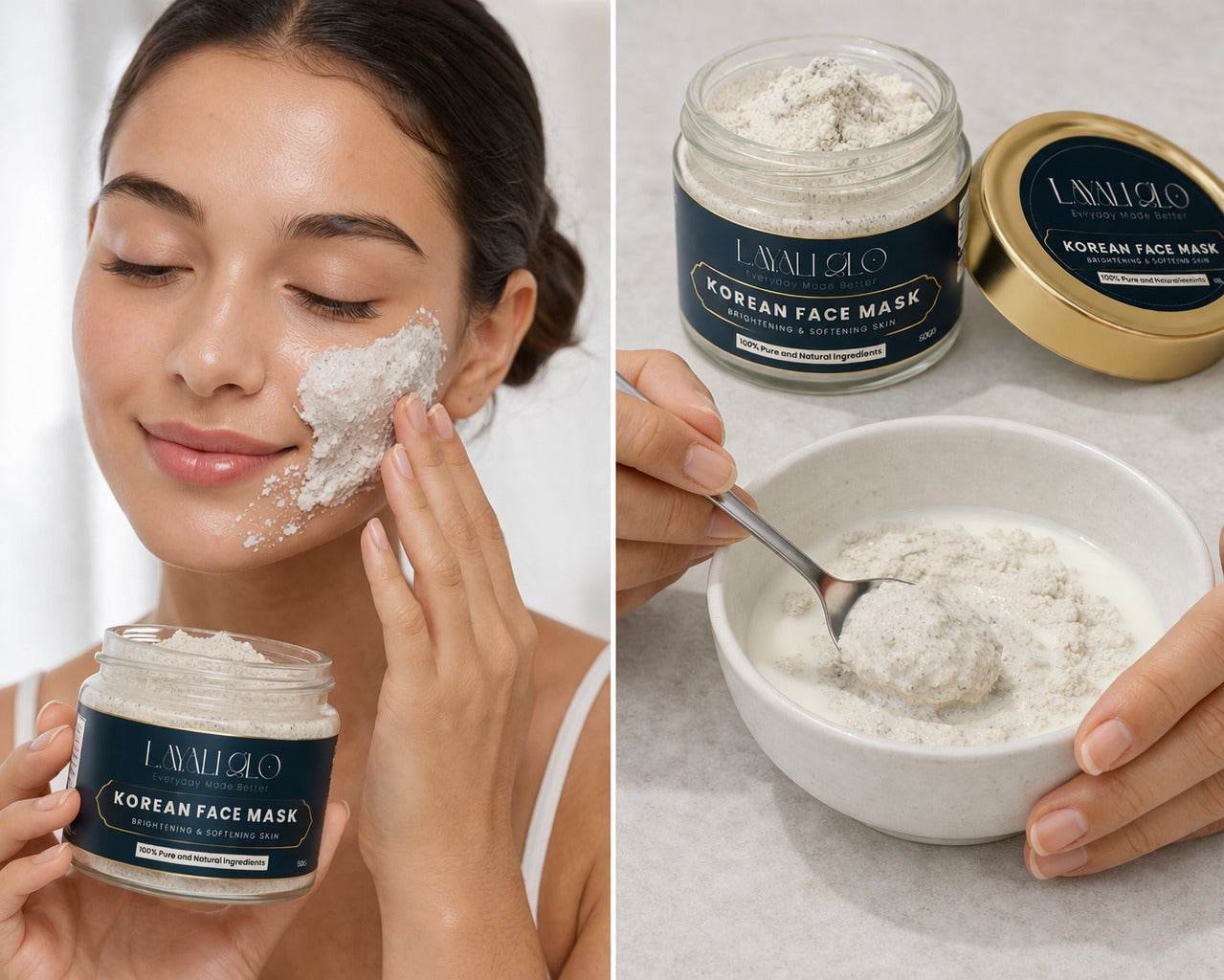 Layali Glo Korean Face Mask — Brightening Powder Mask with Milk | 50G