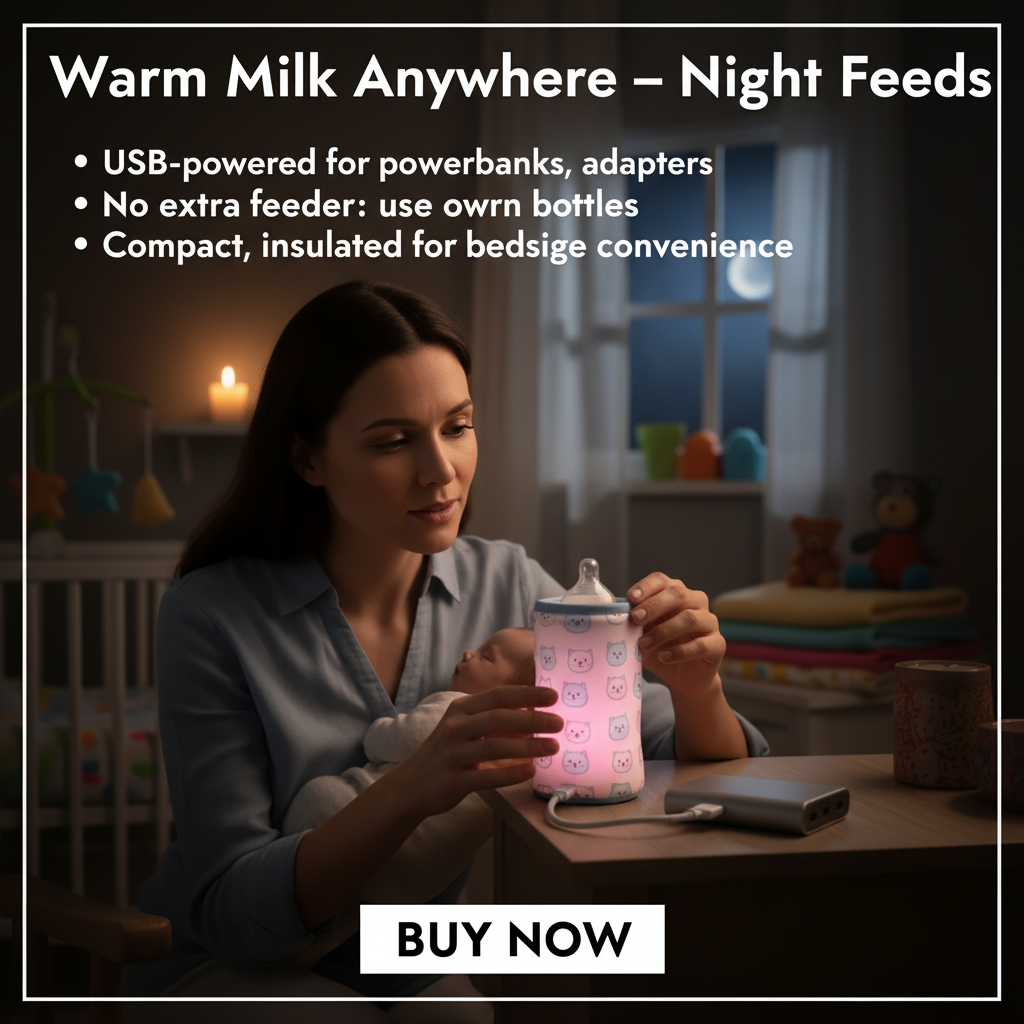 Portable USB Baby Bottle Warmer – Insulated Milk Heater Sleeve for Travel & Home | No Feeder Needed